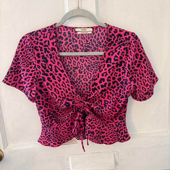 Pull&Bear Fuchsia Leopard Print Blouse - Picture 2 of 5